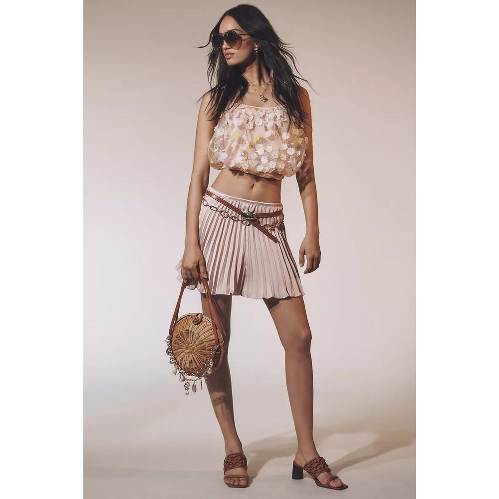 Anthropologie Silky Plissé Shorts, XL